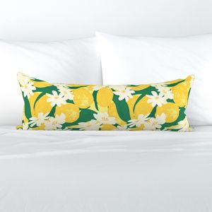 Yellow and Green Lemon Blossoms Throw Pillow