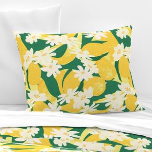 Yellow and Green Lemon Blossoms Throw Pillow