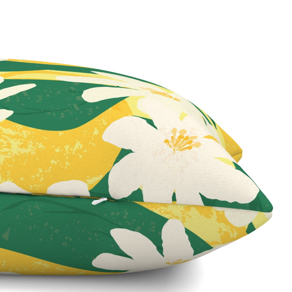 Yellow and Green Lemon Blossoms Throw Pillow