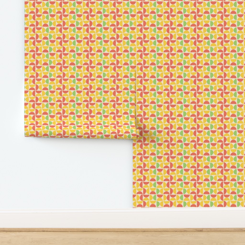 Colorful Citrus Slice Geometric Tile Wallpaper