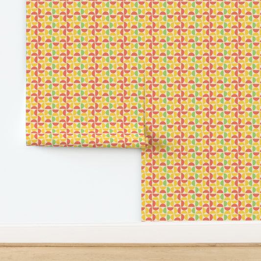 Colorful Citrus Slice Geometric Tile Wallpaper