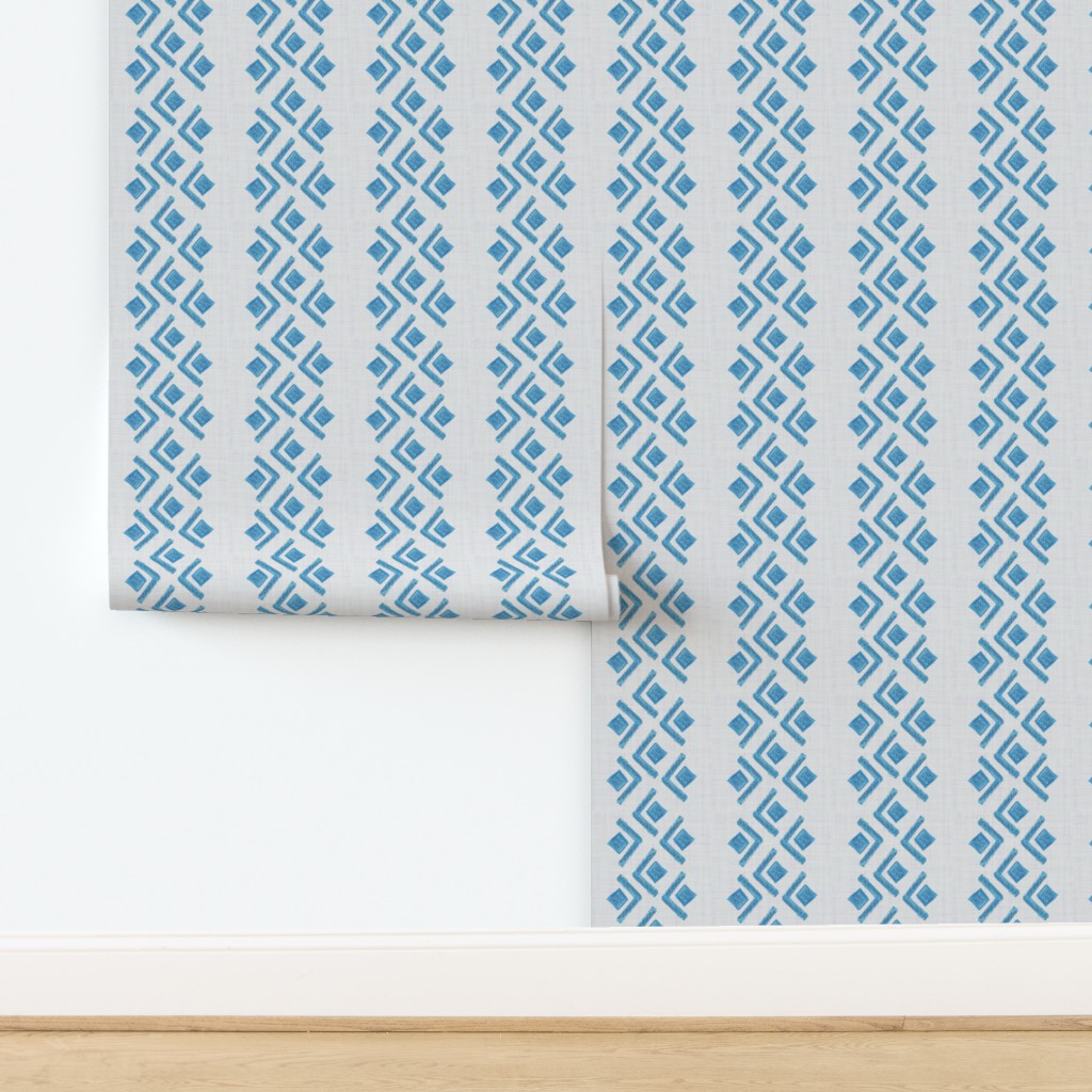 Blue Geometric Diamond Stripe Pattern Wallpaper